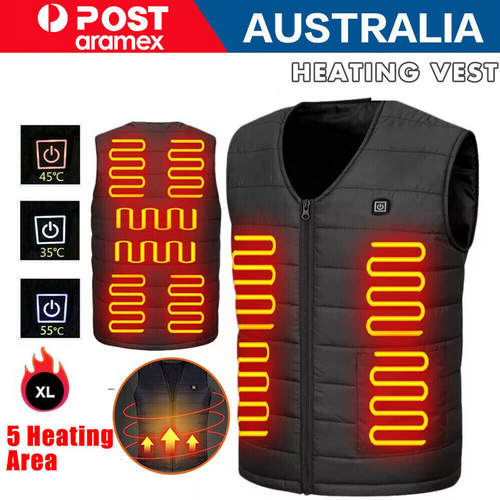 USB Heated Electric Vest, Water-Resistant, Unisex, XL