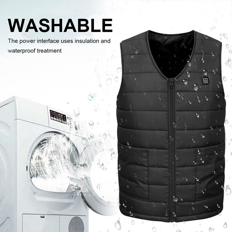 USB Heated Electric Vest, Water-Resistant, Unisex, XL