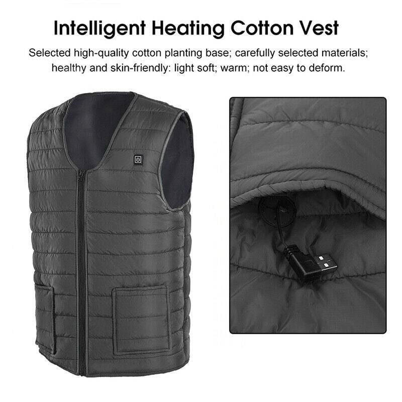 USB Heated Electric Vest, Water-Resistant, Unisex, XL