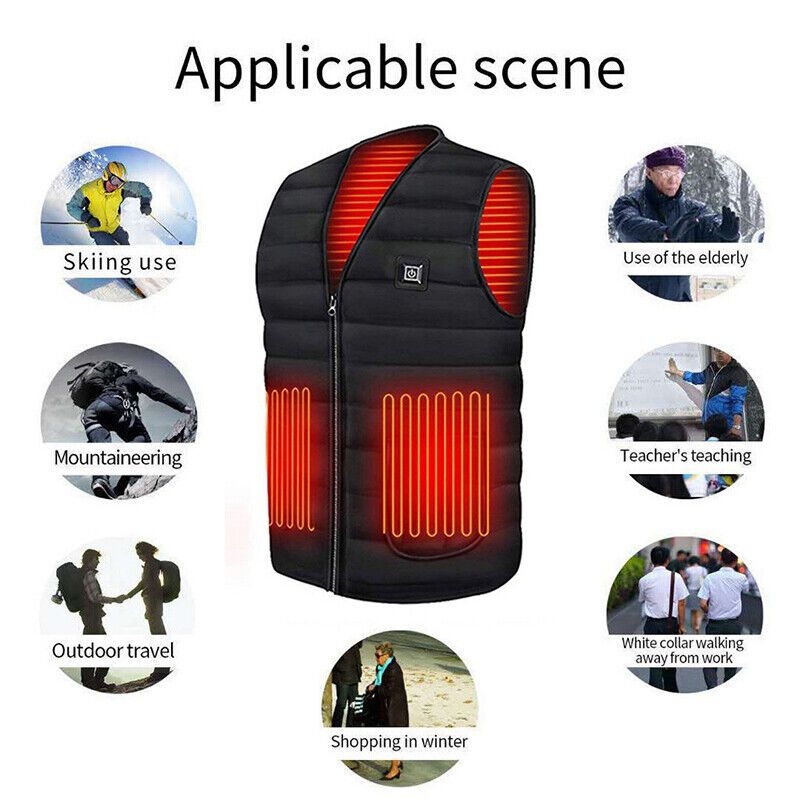 USB Heated Electric Vest, Water-Resistant, Unisex, XL