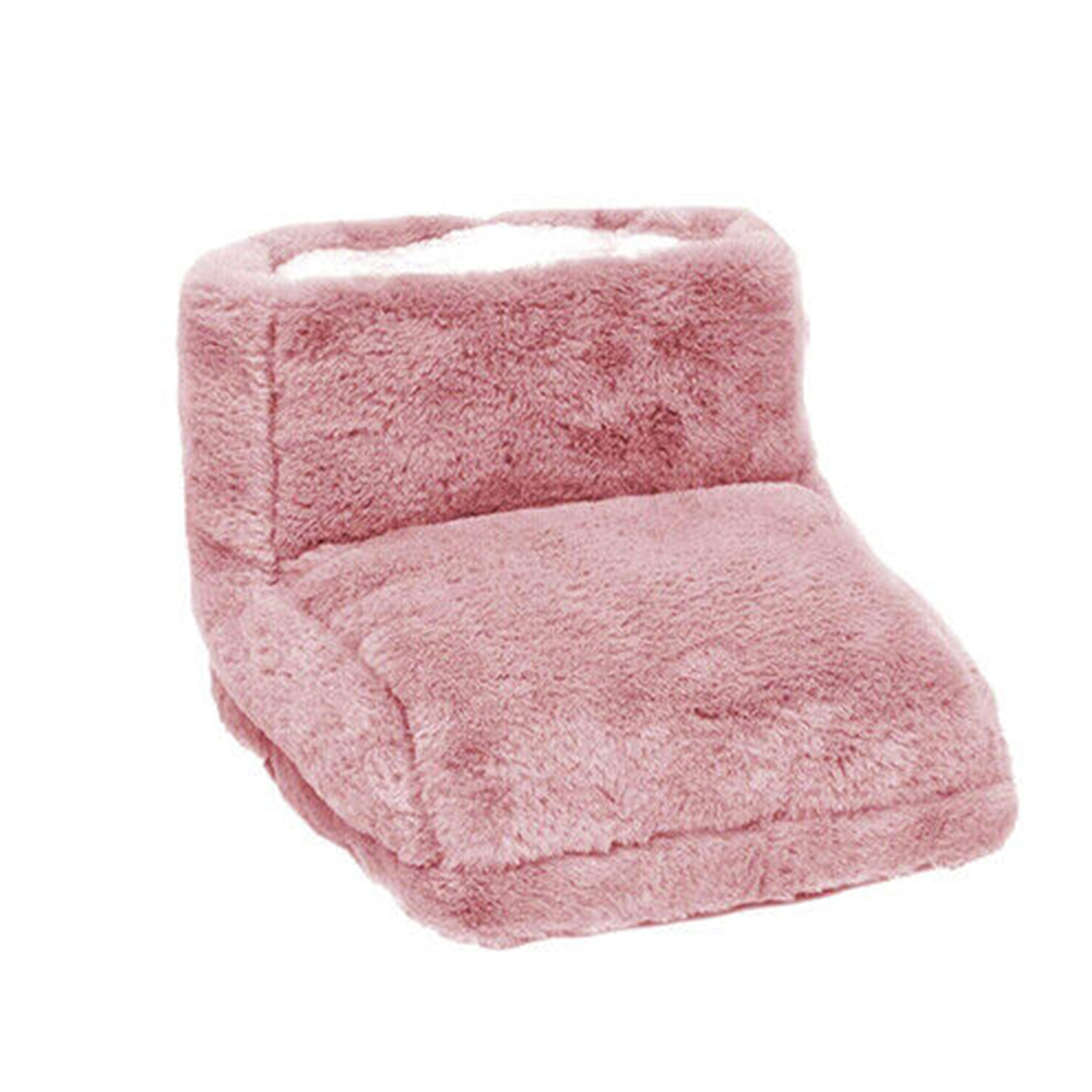 Pink USB Plush Heated Foot Warmer Boots - 5V, Washable