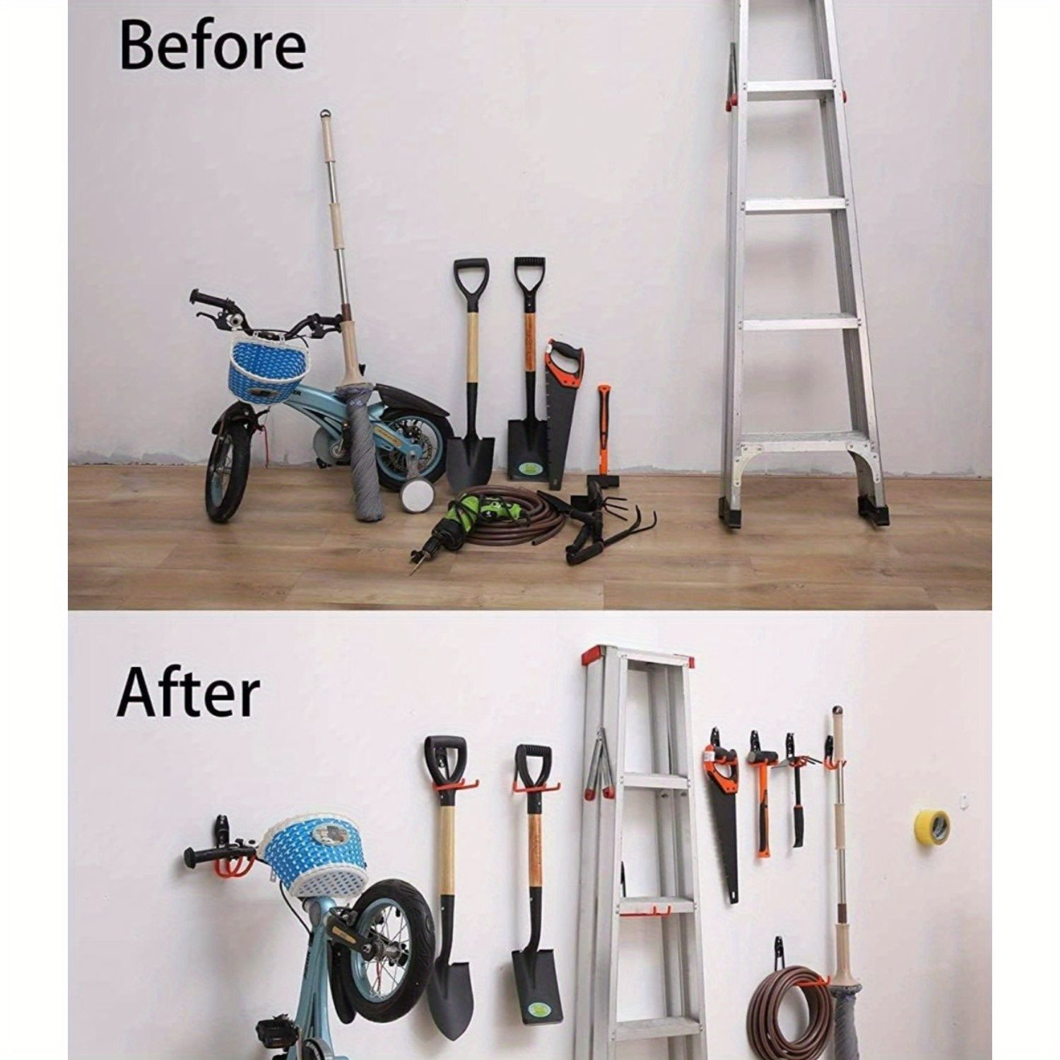 20-Pack Heavy Duty Garage Storage Hooks – Anti-Slip Steel Hangers for Tools, Ladder & Bikes