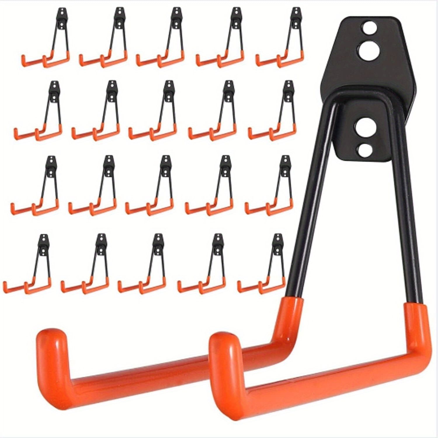 20-Pack Heavy Duty Garage Storage Hooks – Anti-Slip Steel Hangers for Tools, Ladder & Bikes