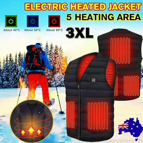 Smart Heated Vest w/ USB, Water-Resistant, Unisex, 3XL