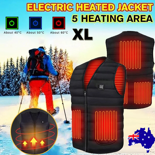 Smart Heated Vest, Water-Resistant, USB-Powered, XL