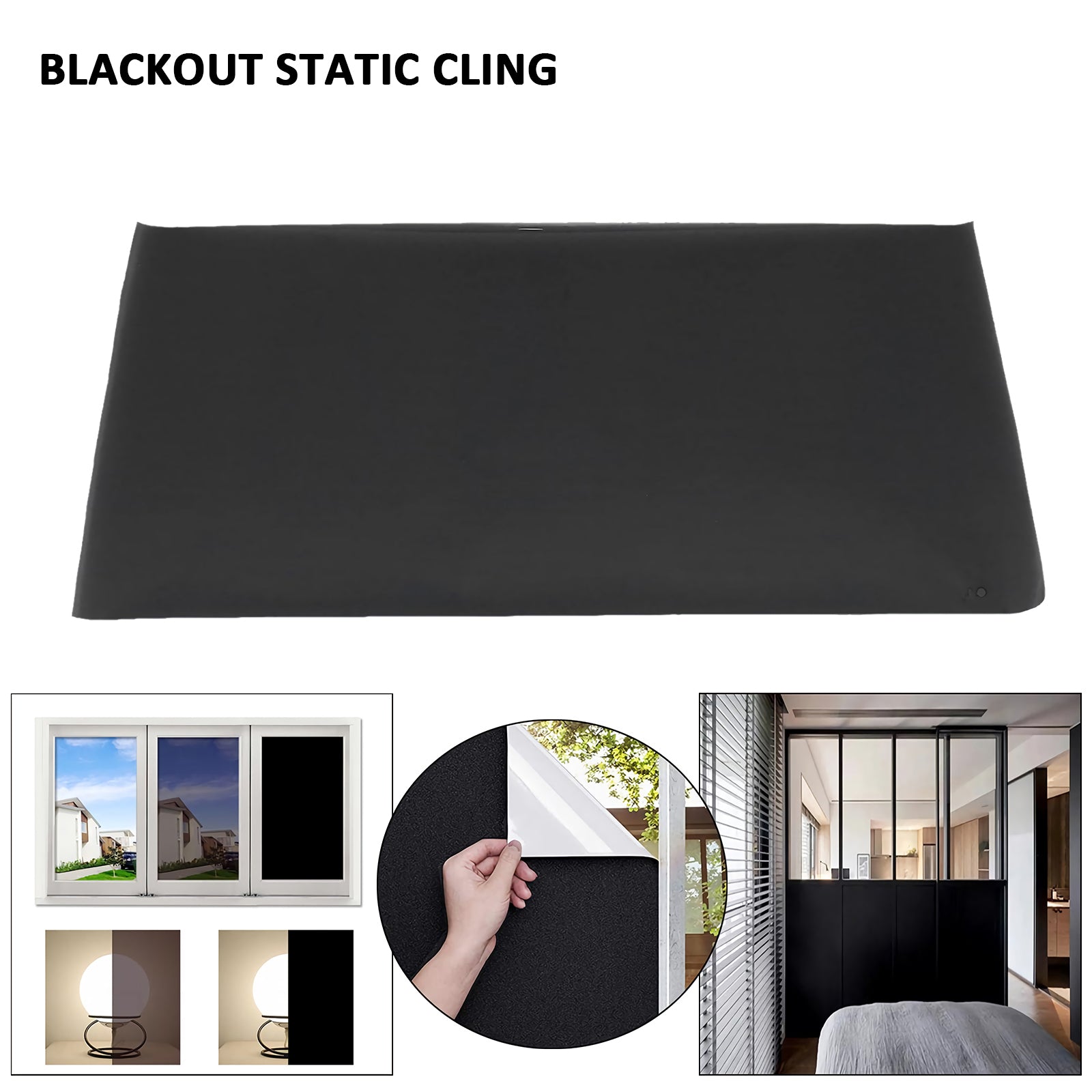 Blackout Static Cling Window Glass Film Privacy Protection To Block Sun Decor 90CMx500CM