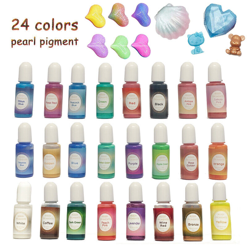 24PcS Resin Liquid Pigment Colorant Pearl Coloring Dye Epoxy Resin Colorant DIY