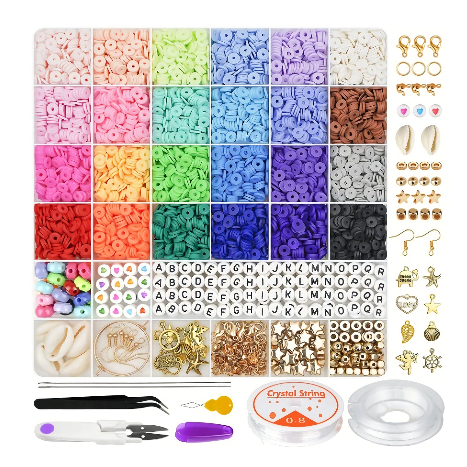 About 6113pcs Clay Heishi Beads Flat Bead Kit Bracelets Necklace Earrings Making