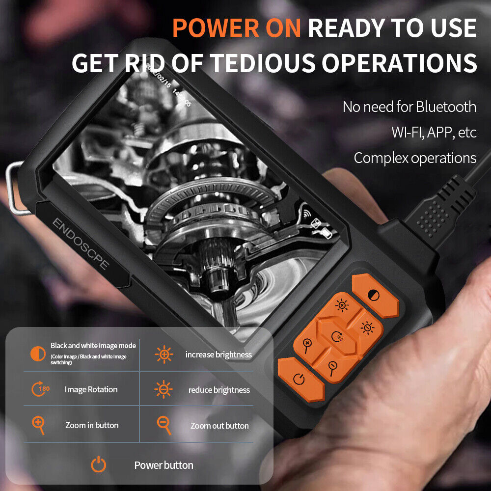 4.3" Screen Industrial Endoscope 8mm Borescope Inspection 1080P HD Camera 5M