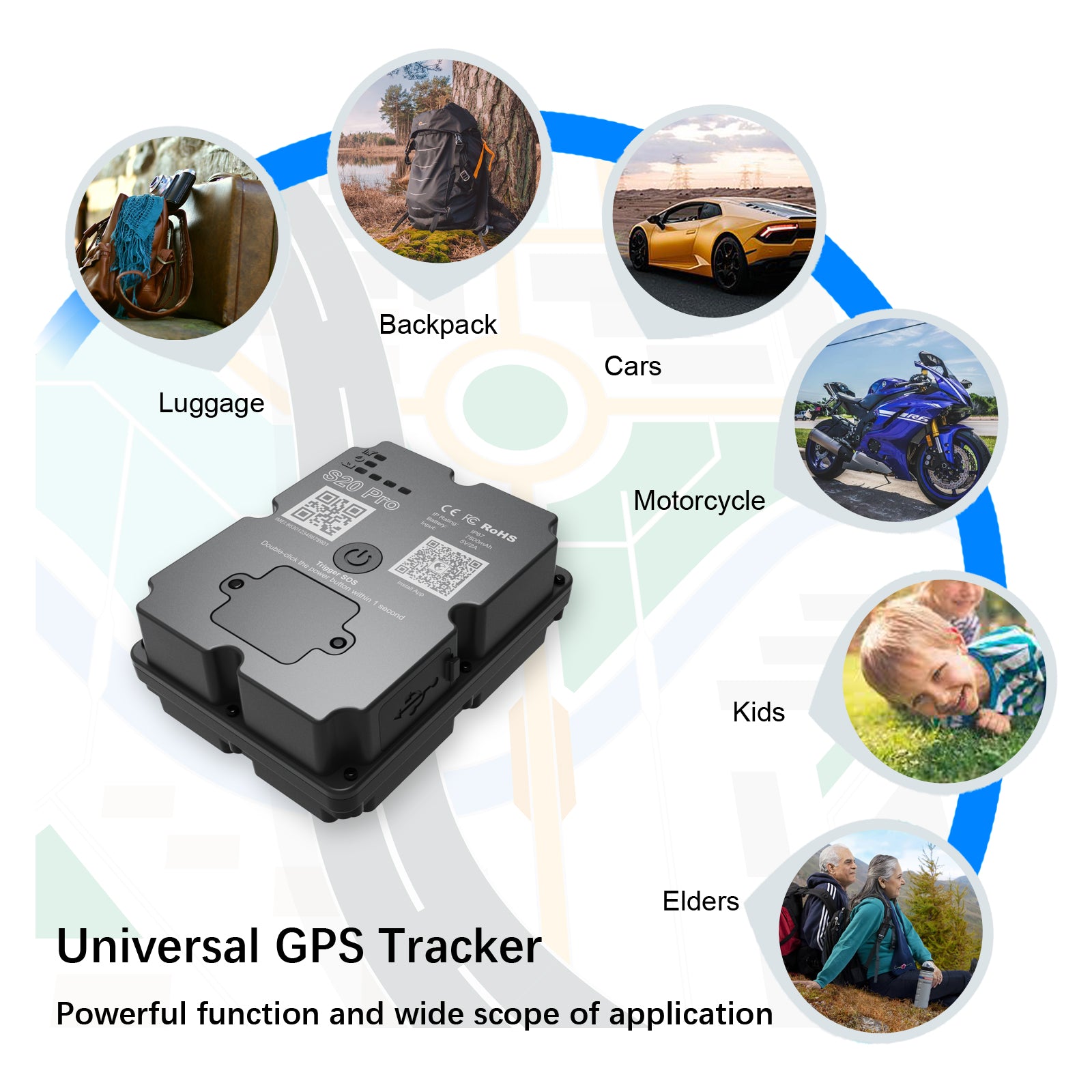 4G GPS Tracker for Car/Moto/Luggage - Waterproof, Real-time Tracking 30 Days Battery Life, Remote Control via Free Trial App.