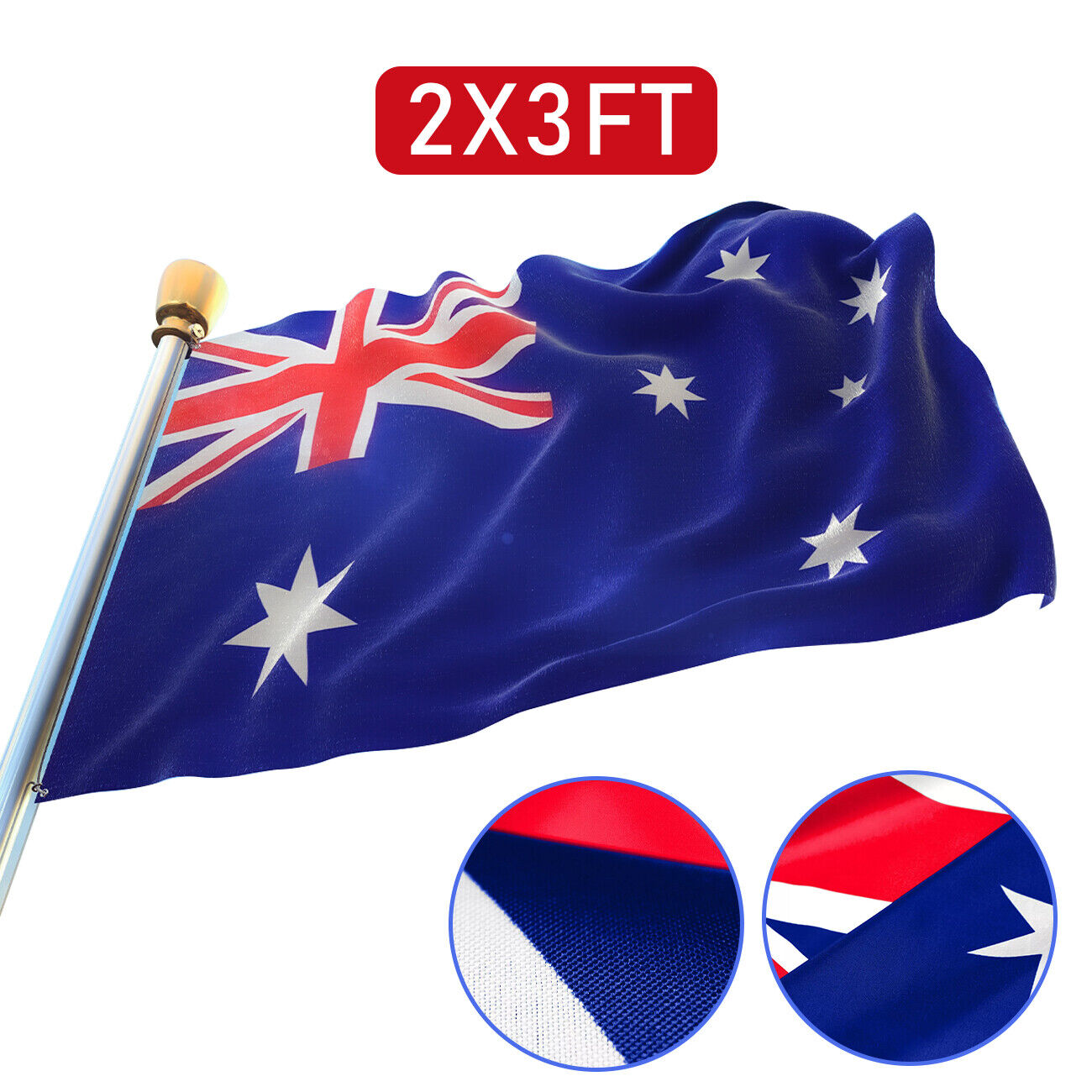 2 Pack Australian Aussie Flag Australia Anzac Day Oz AU 2x3ft 60x90cm Polyester