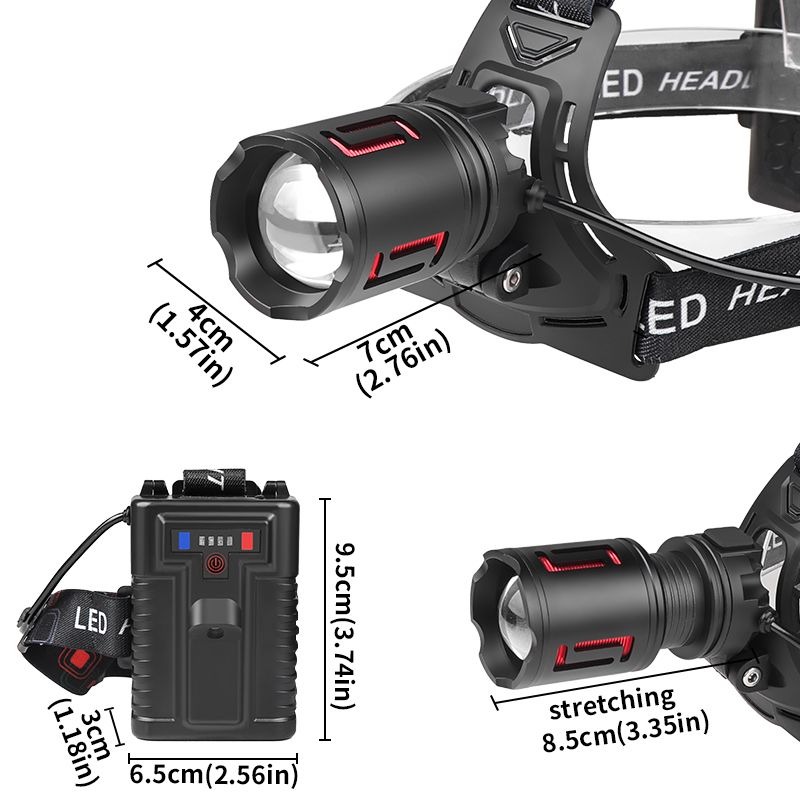 LED Camping Headlamp Rechargeable Headlight Head Torch Fishing Light