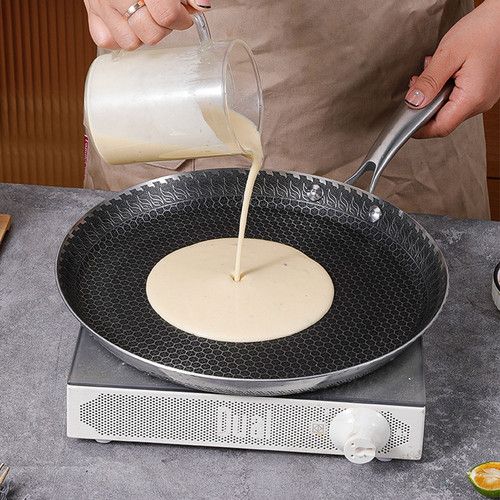 26cm Stainless Steel Crepe Pan Non-Stick Pan Honeycomb Coating Frying Pan Pizza6299