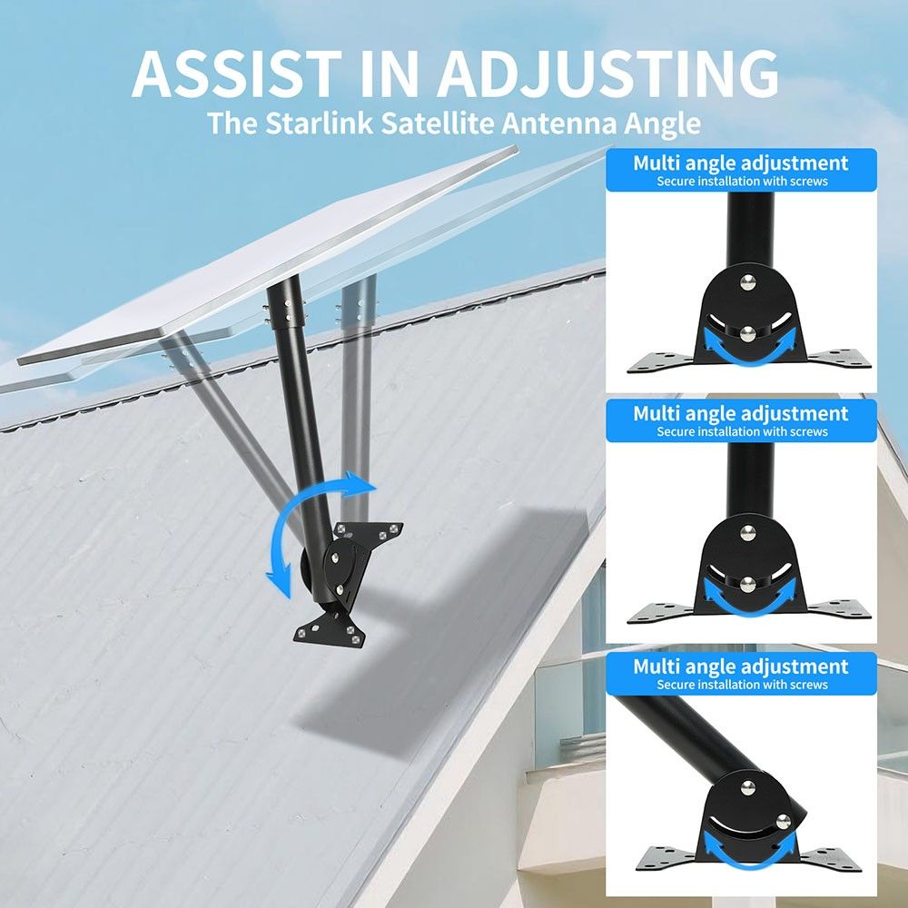 For Starlink Gen 3 Mount Mounting Kit Heavy Duty Roof &Wall 180° Adjustable Pole