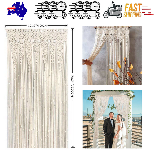 2m Heavy Duty Macrame Curtain Boho Woven Wall Hanging Window Doorway Wedding