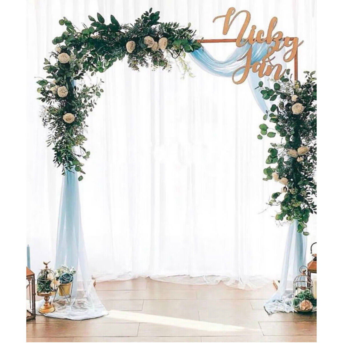 Gold Square Wedding Arch Flower Backdrop Display Stand 2.2M