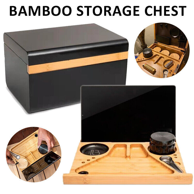 Lockable Bamboo Storage Chest with Movable Tray – Wooden Box