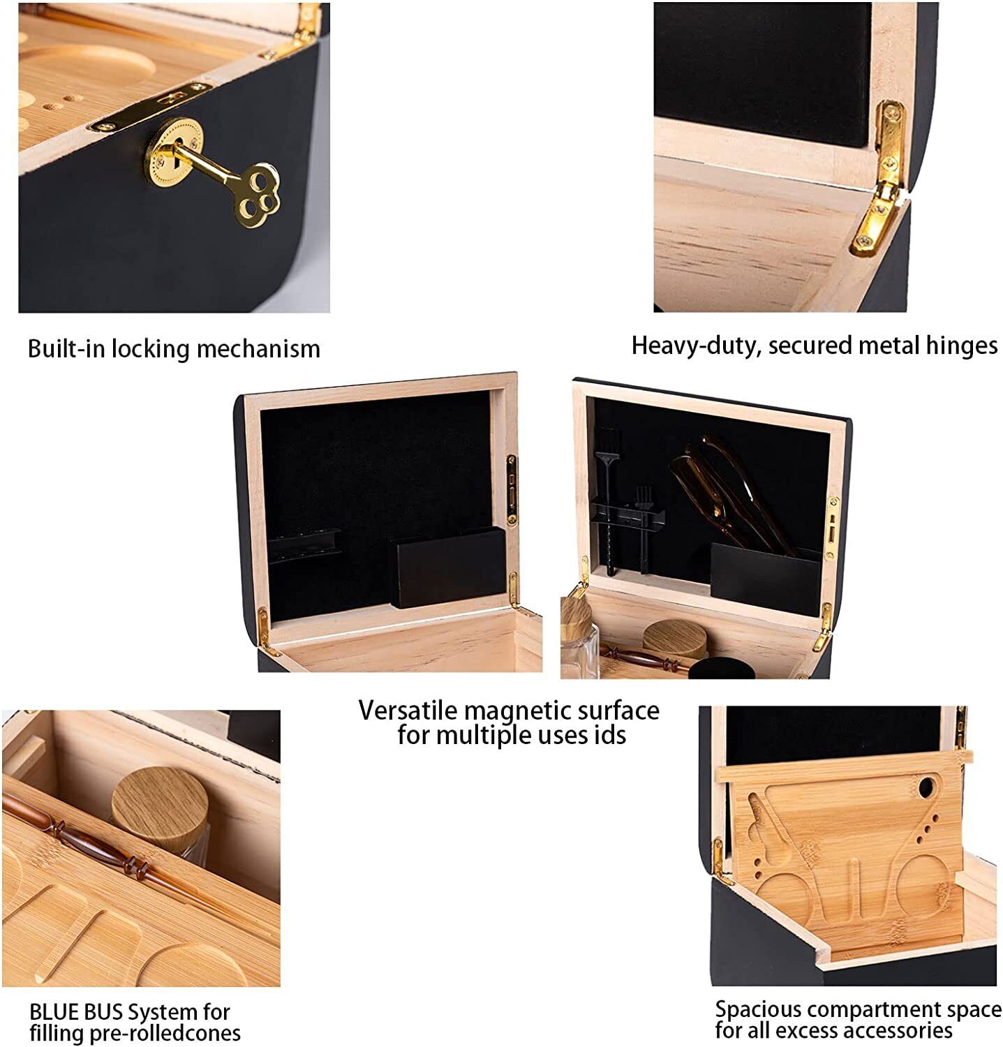 Lockable Bamboo Storage Chest with Movable Tray – Wooden Box