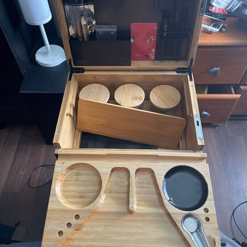 Lockable Bamboo Storage Chest with Movable Tray – Wooden Box