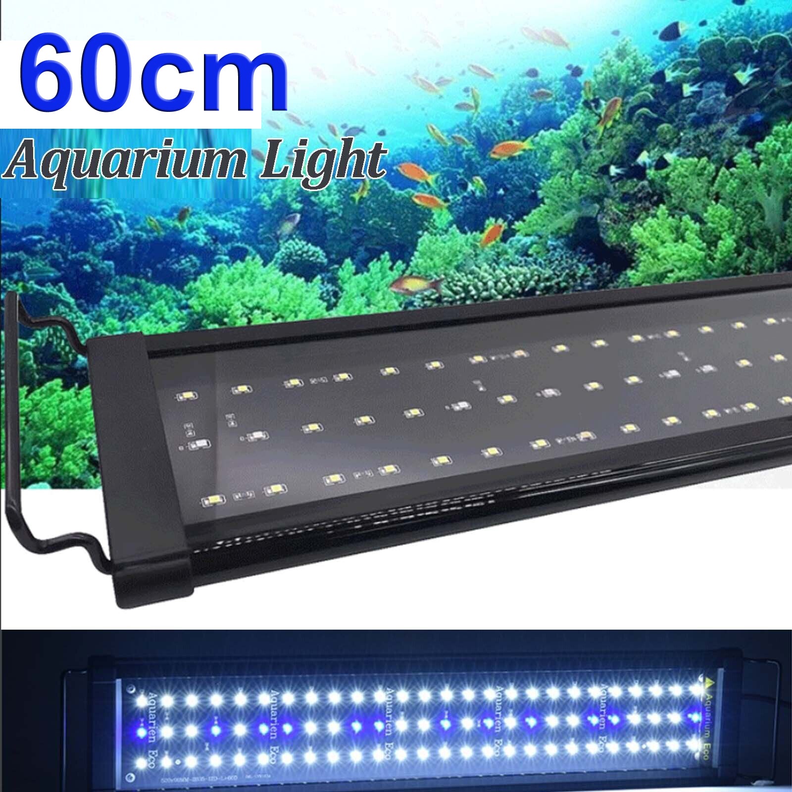 Full Spectrum LED Aquarium Light, 60cm, Adjustable Bracket