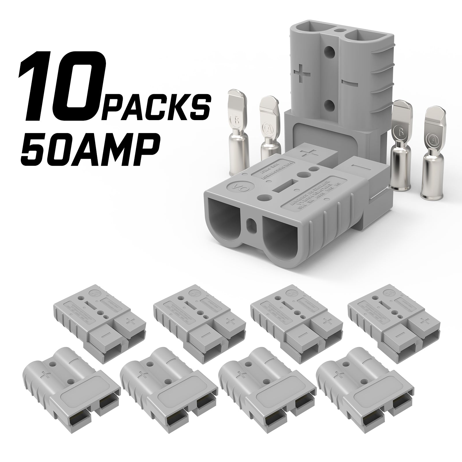 **** 10x 50AMP 12-24V Anderson Plug Set, Silver-Plated Terminals