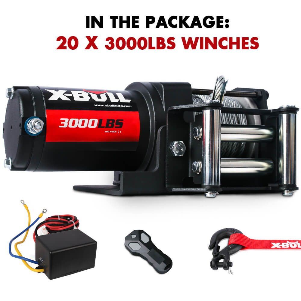 High-Power 3000lbs Electric Winch 12V with Wireless Remote - X-BULL (20 Units)