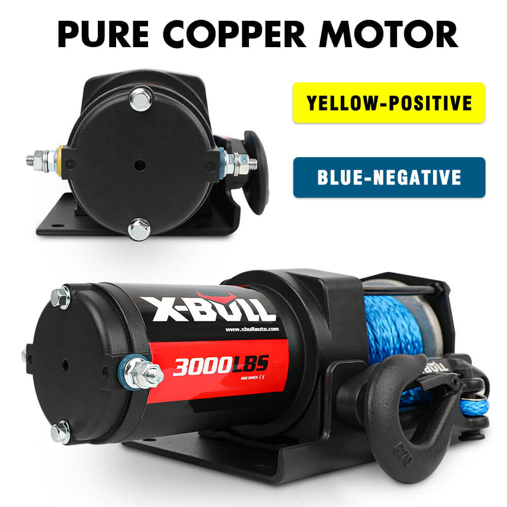 3000LB 12V Electric Winch, Synthetic Rope, 2 Wireless Remotes, X-BULL