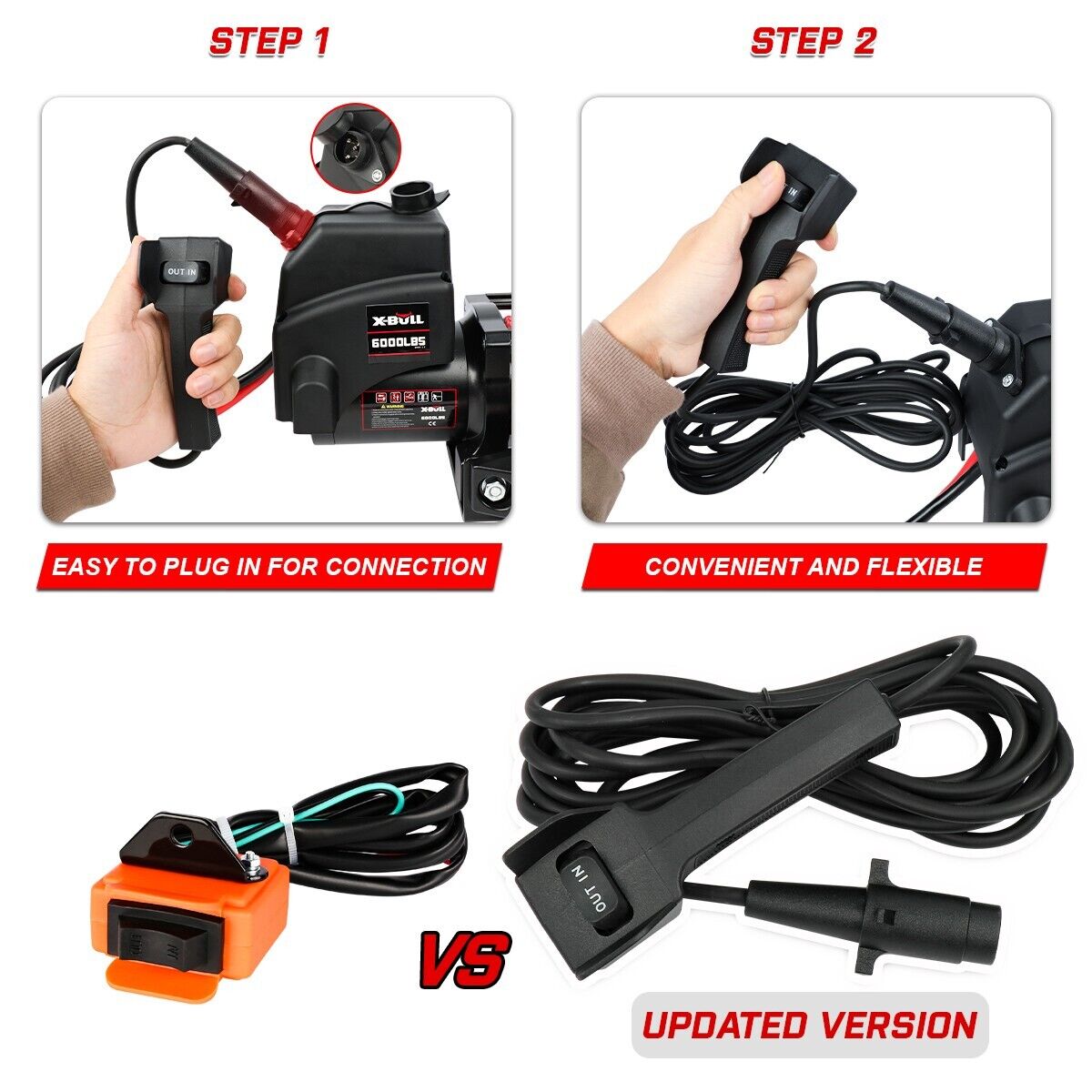 Easy-Install 6000LBS Electric Winch, Synthetic Rope, Wireless Remote - X-BULL