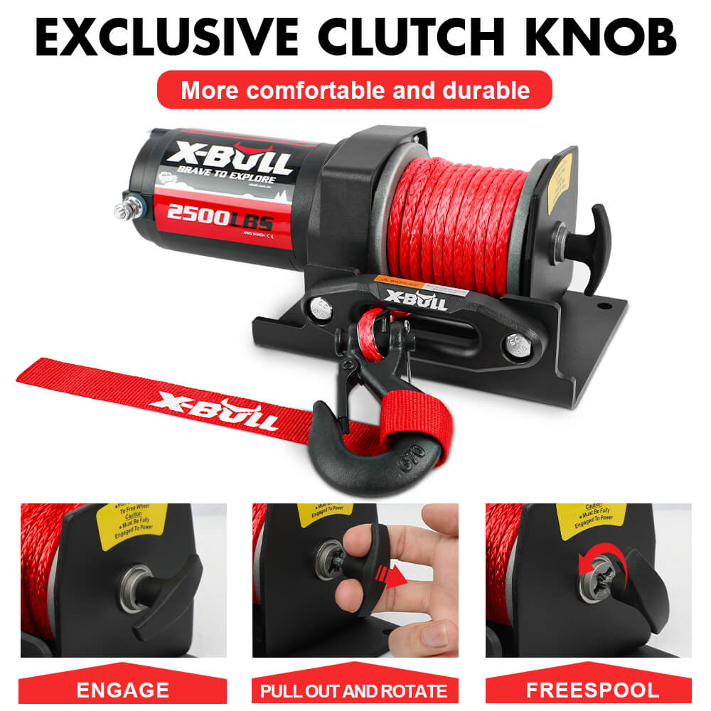 X-BULL 12V Electric Winch 2500LBS Synthetic Rope 15.2M ATV Boat Winch Trailer