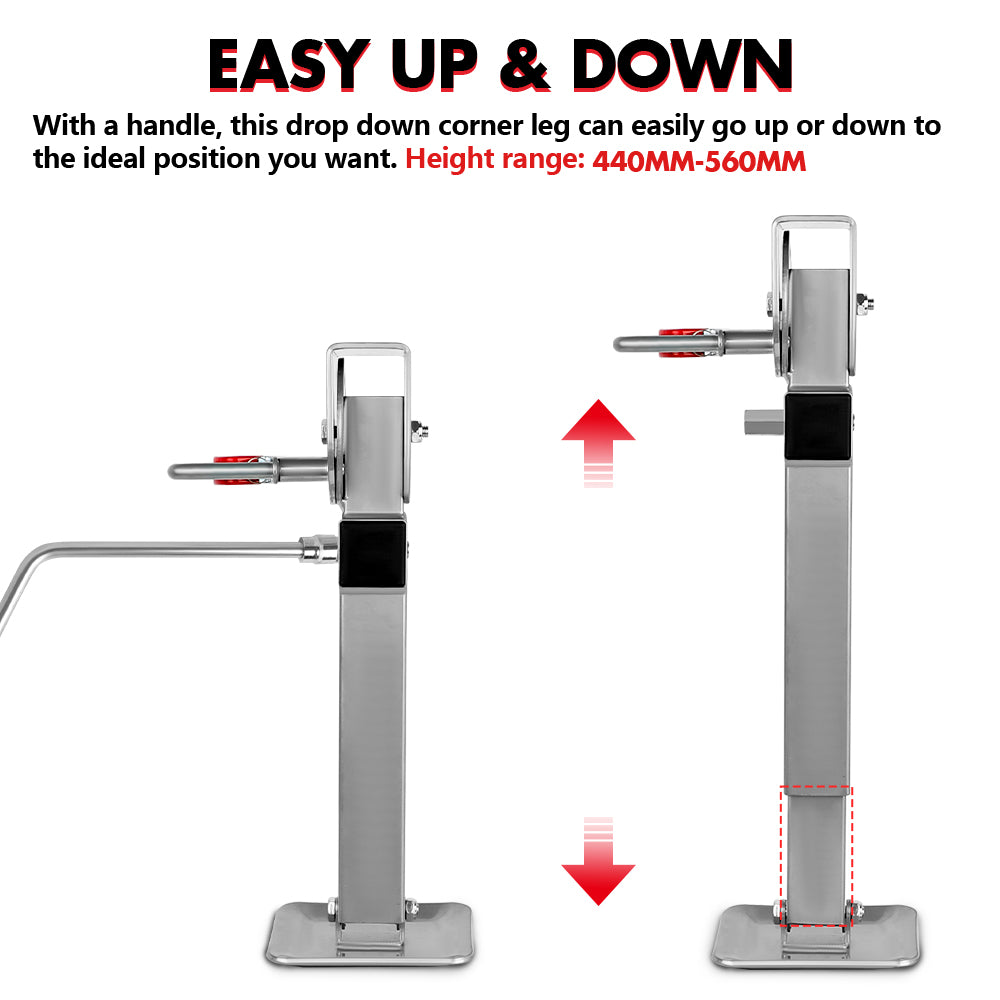 Heavy-Duty Steel Drop Down Corner Legs 440MM-560MM 2PCS