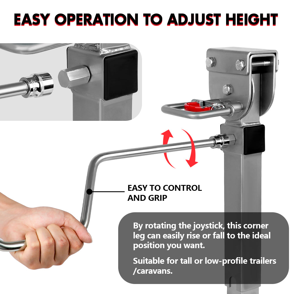 Heavy-Duty Steel Drop Down Corner Legs Set for Caravan, 4 Piece