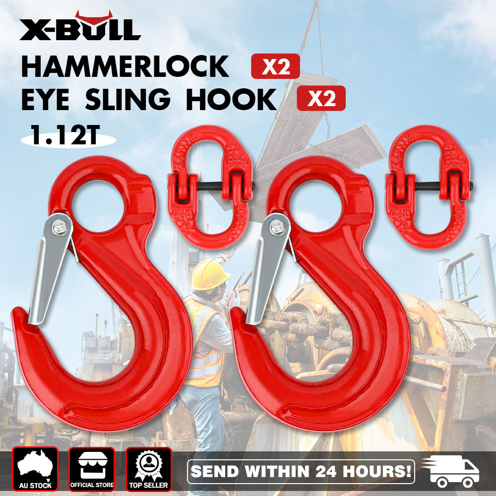 2X 6mm Safety Eye Sling Hooks, 1.12T Load, Alloy Steel