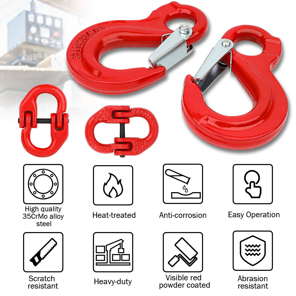 2X 6mm Safety Eye Sling Hooks, 1.12T Load, Alloy Steel