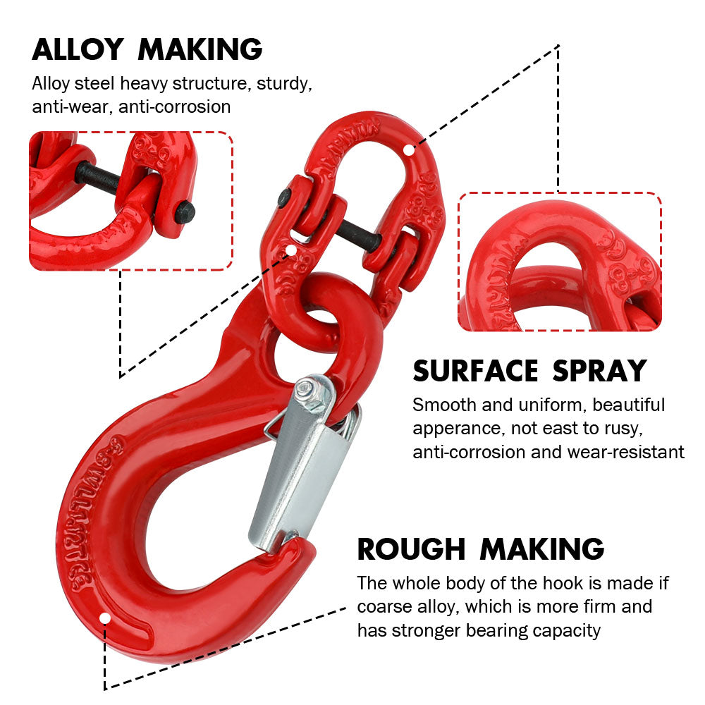 2X 6mm Safety Eye Sling Hooks, 1.12T Load, Alloy Steel