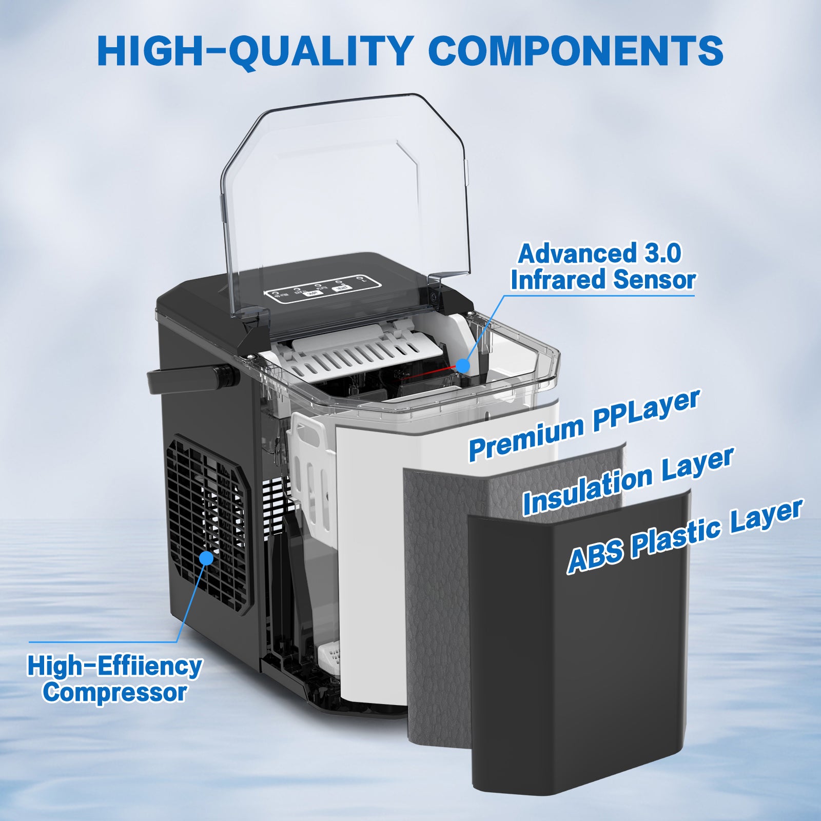 High Capacity Portable Ice Maker 2.2L Countertop Quiet
