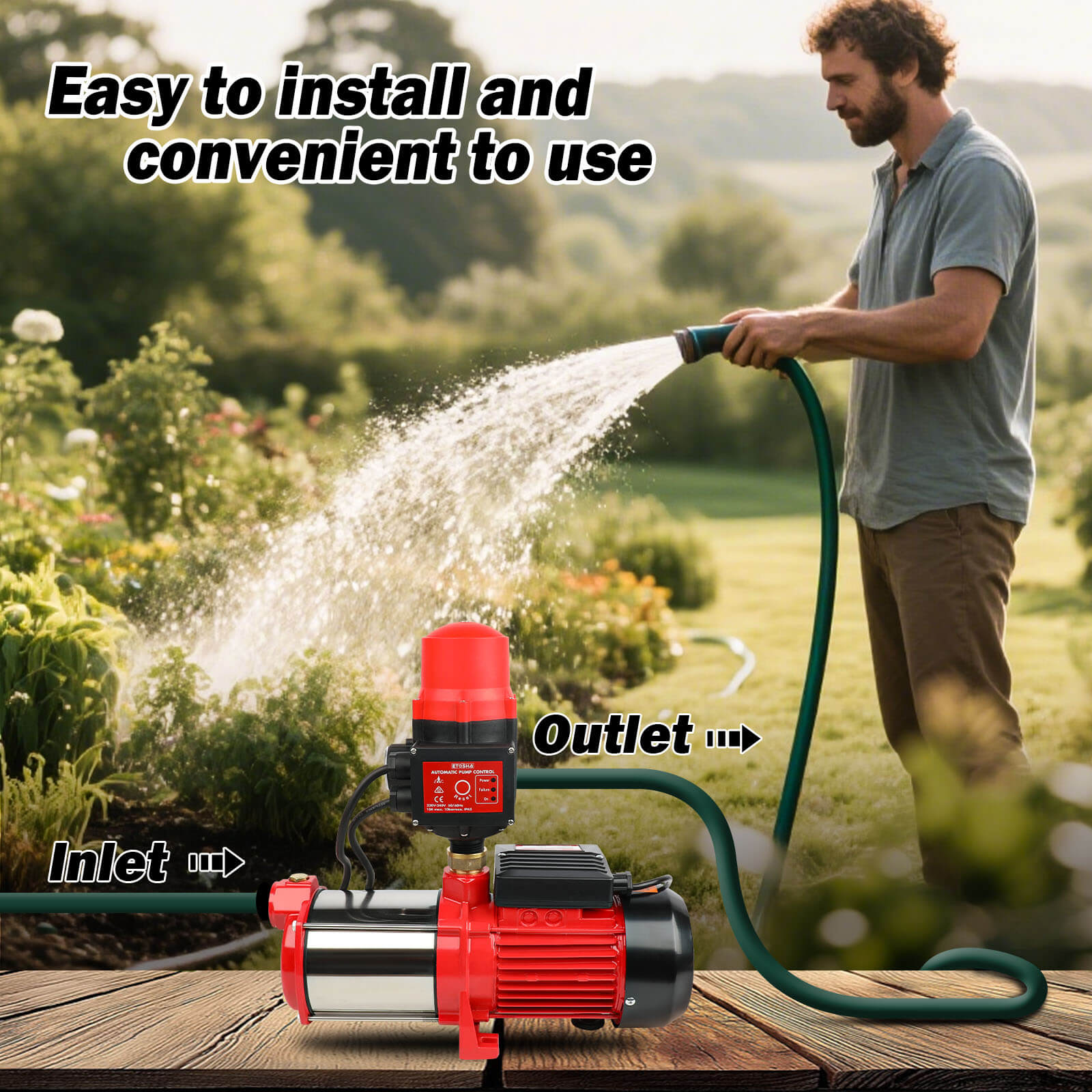 ETOSHA 2000W Garden Water Pump High Pressure 4-Stage Tank Farm Irrigation Pump