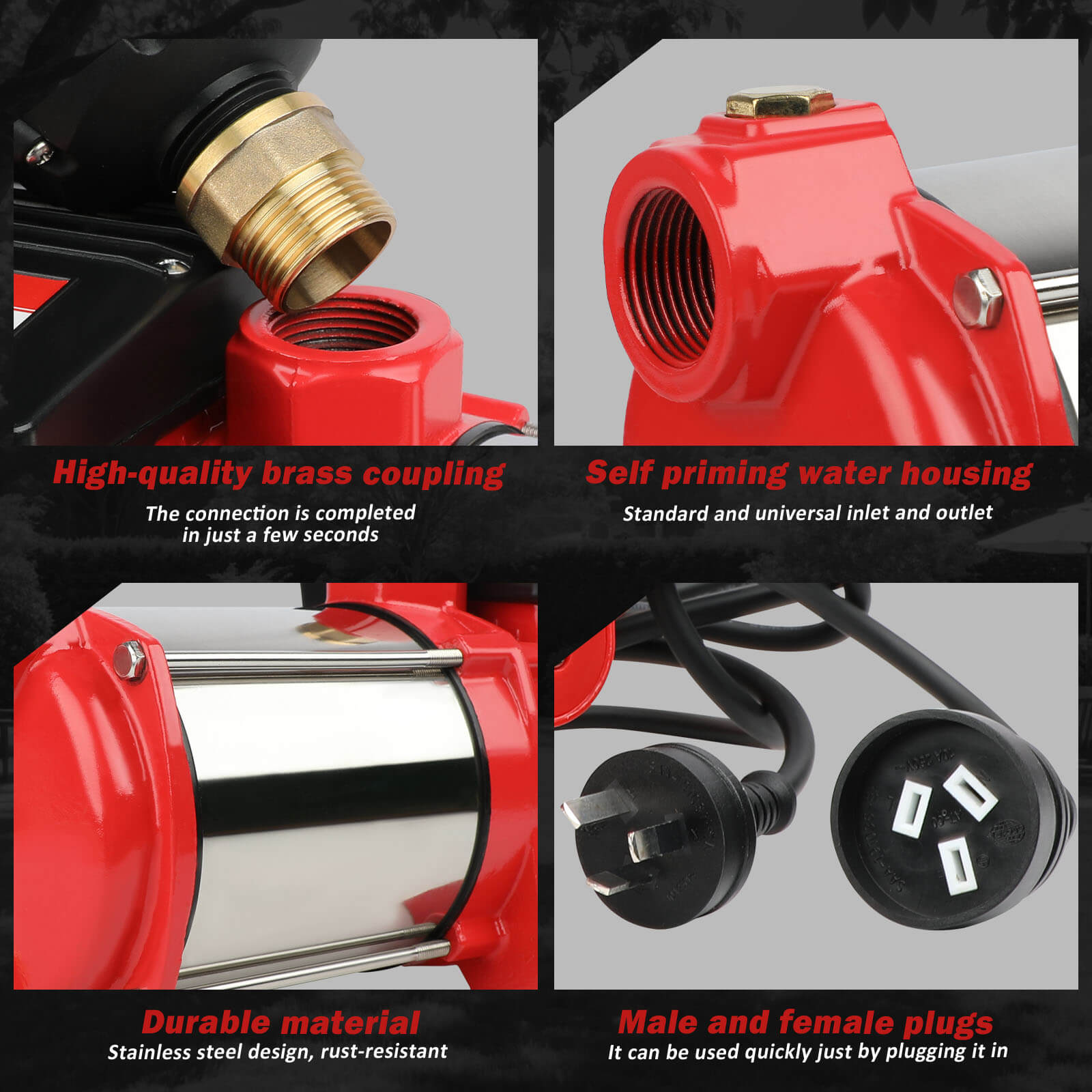 ETOSHA 2000W Garden Water Pump High Pressure 4-Stage Tank Farm Irrigation Pump