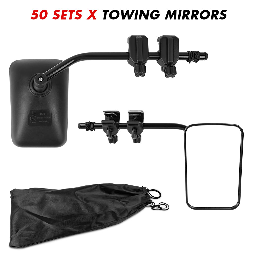 Adjustable Universal Fit Towing Mirrors, 4X4 360° Clamp, 50 Pairs