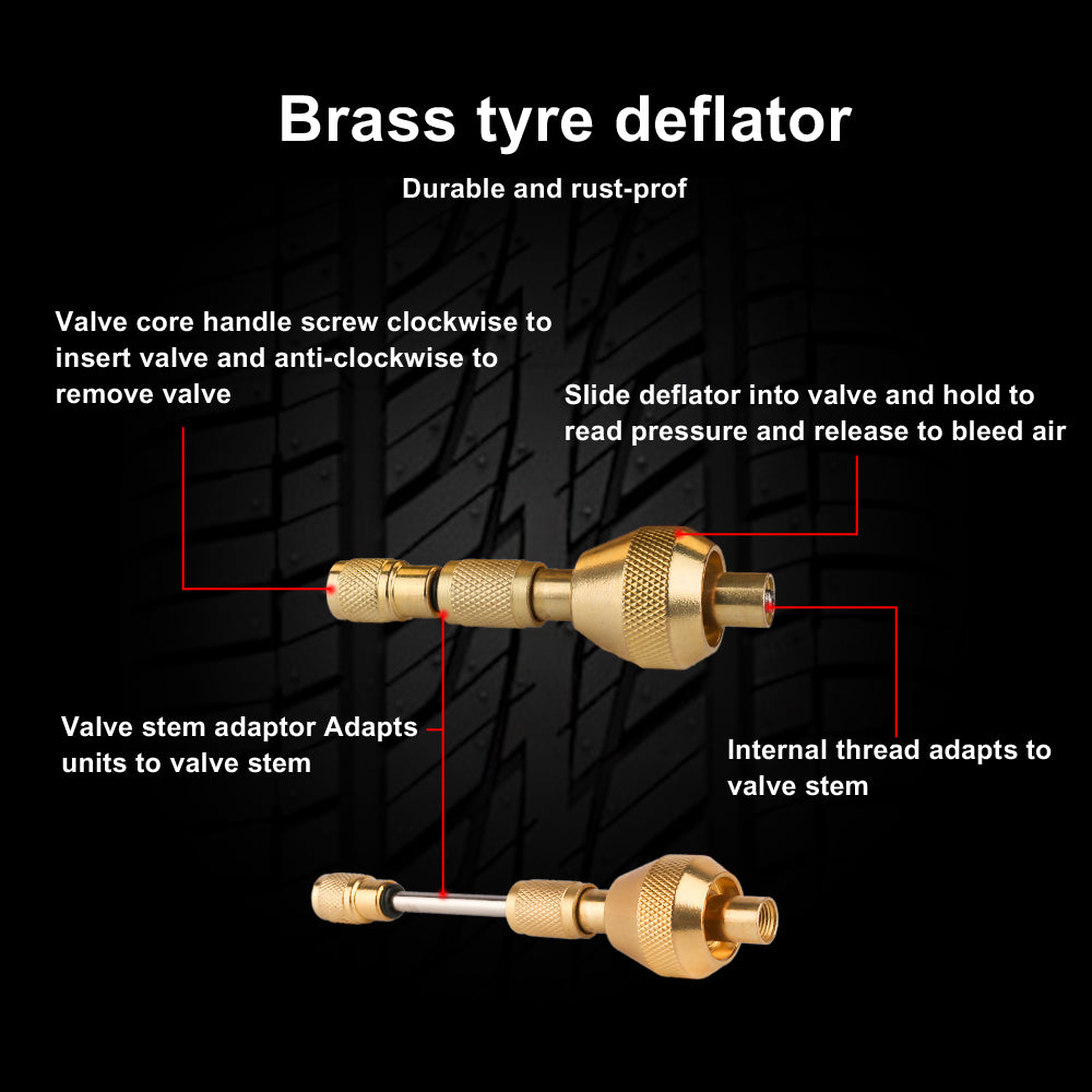 Brass Tyre Deflators 0-70psi 4WD 4 Pcs X-BULL