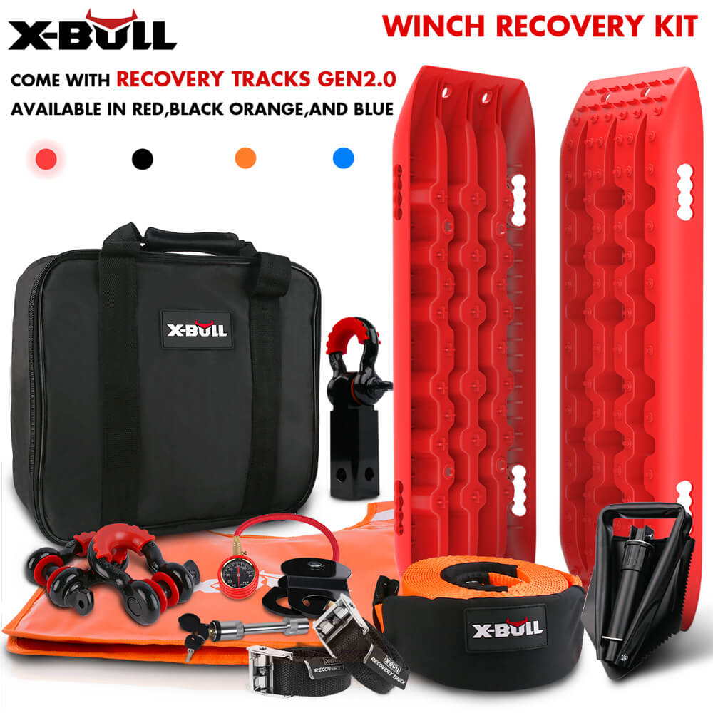 Complete 4WD Winch Recovery Kit, Tracks, Tow Strap, X-BULL