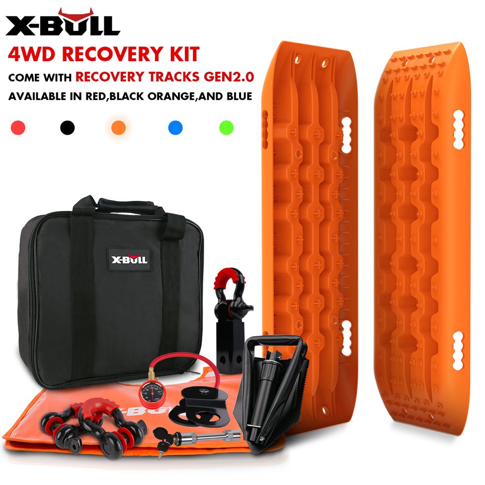 X-BULL Winch Recovery Kit Snatch Strap Off Road 4WD with Recovery Tracks Boards Gen 2.0