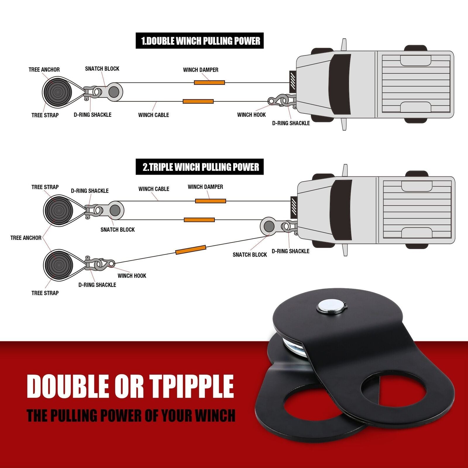 X-BULL Winch Recovery Kit Snatch Strap Off Road 4WD with Recovery Tracks Boards Gen 2.0
