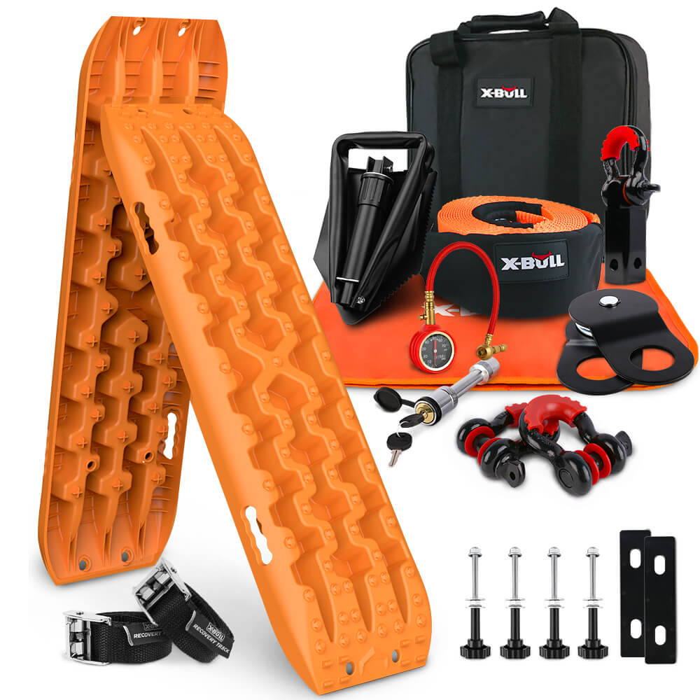 Complete 12PC 4WD Recovery Kit with Tow Strap & Tracks - X-BULL