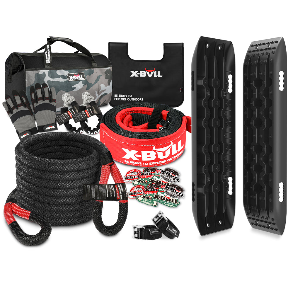 Heavy-Duty 4WD Recovery Kit with Kinetic Rope & Tracks - X-BULL