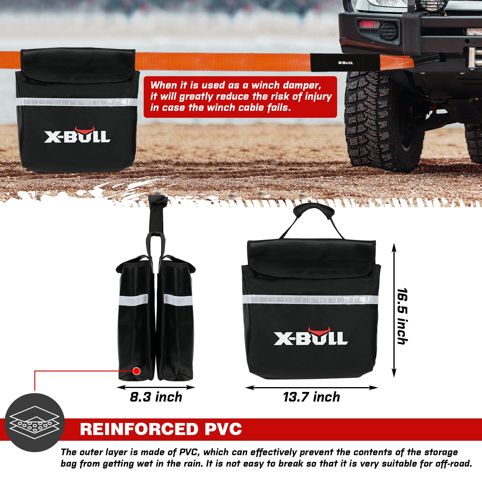 Complete 4WD Recovery Kit with Soft Shackles, Tracks - XBULL