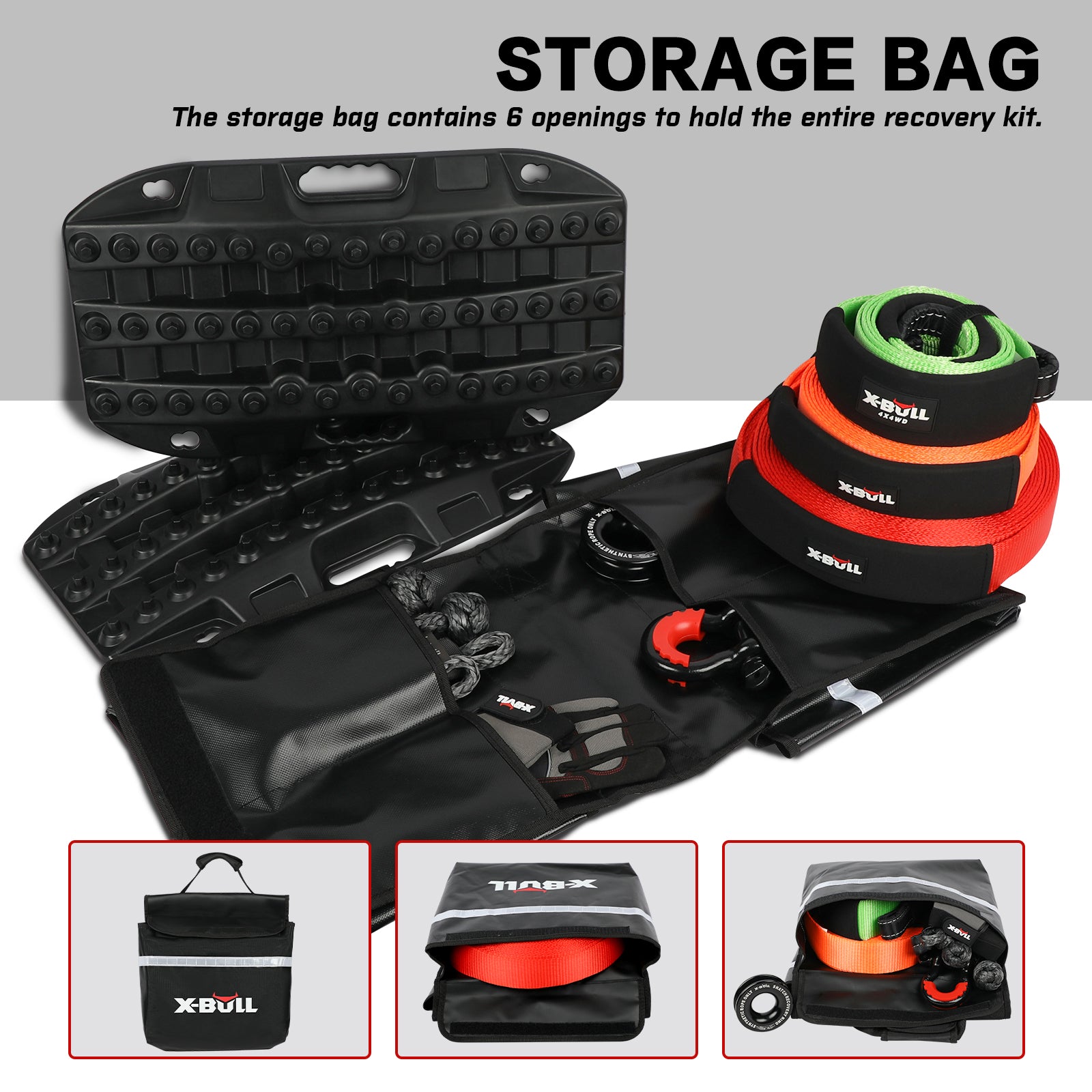 Complete 4WD Recovery Kit with Soft Shackles, Tracks - XBULL
