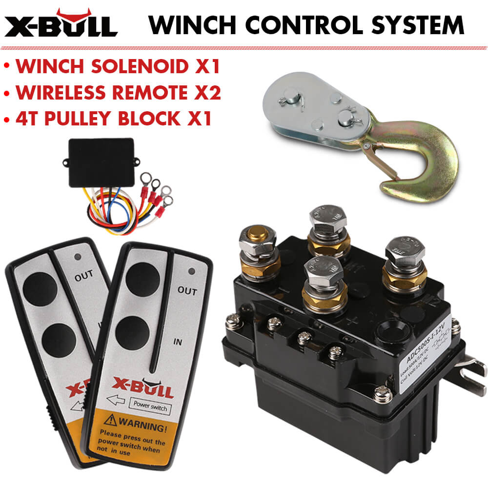 500A 12V Heavy Duty Winch Solenoid Relay Kit with Twin Wireless Remotes - X-BULL