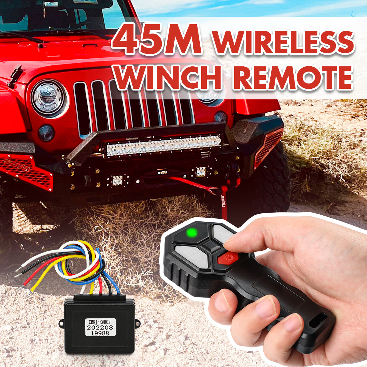 Heavy Duty 12V 500A Winch Solenoid Kit with Wireless Remote & 4T Snatch Block