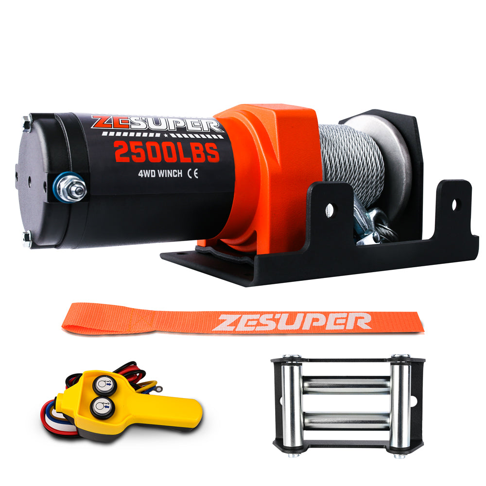 High Power Electric Winch, 2500LB Steel Cable, ZESUPER