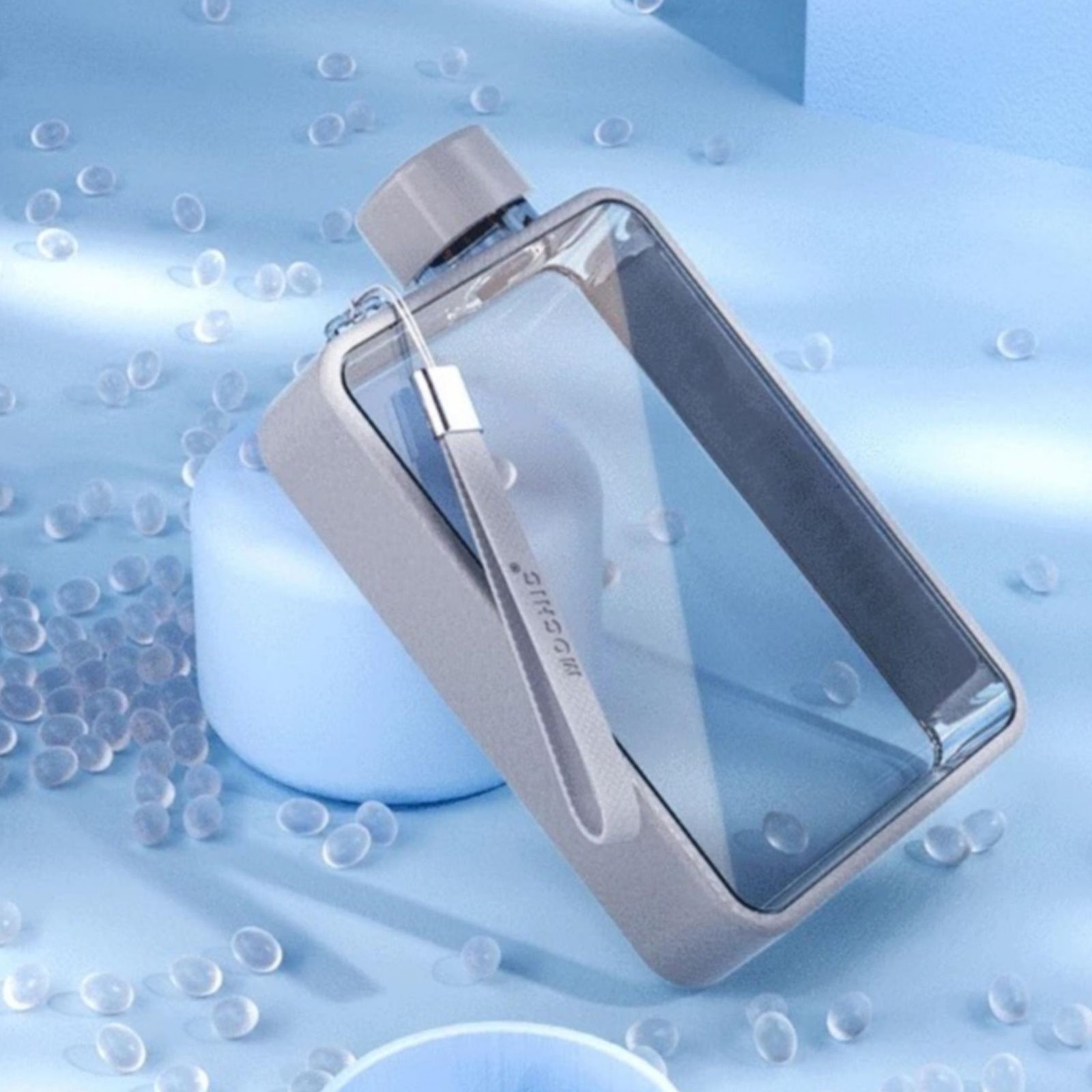 A5 Flat Water Bottle Portable Travel Mug BPA Free Water Bottle Black